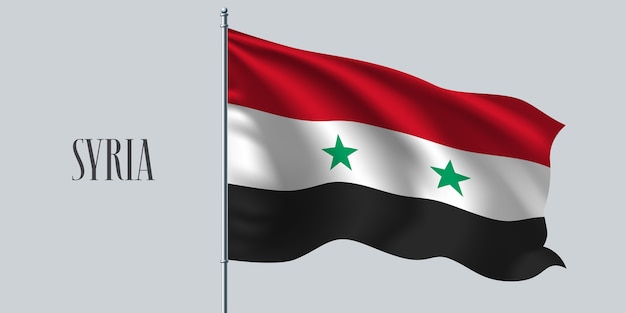 Syria waving flag on flagpole.