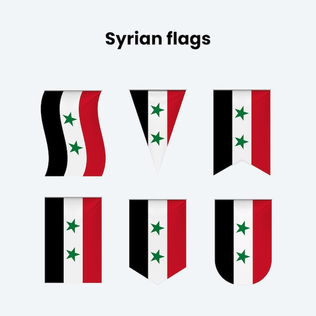 Vector syrian flags representative elements collection