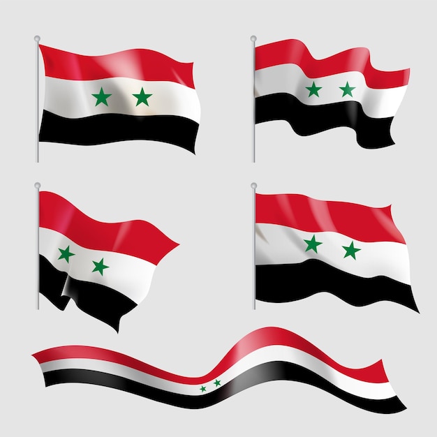 Vector syrian flags representative elements collection