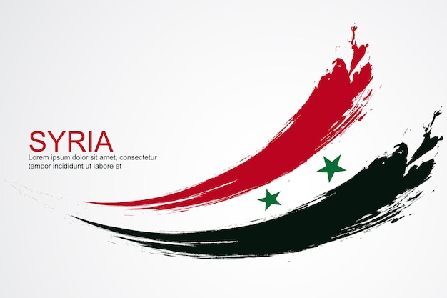 Syrië vlag illustratie in penseelstreek ontwerp