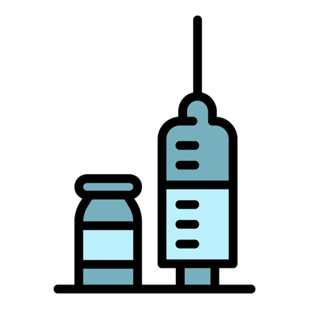 Syringe ampoule icon Outline syringe ampoule vector icon color flat isolated