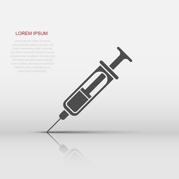 Syringe icon in flat style Coronavirus vaccine inject vector illustration on isolated background Covid19 vaccination sign business concept