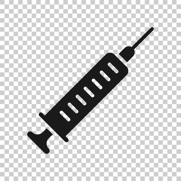 Икона шприца в плоском стиле иллюстрация вектора иглы для инъекций на белом изолированном фоне бизнес-концепция дозы препарата