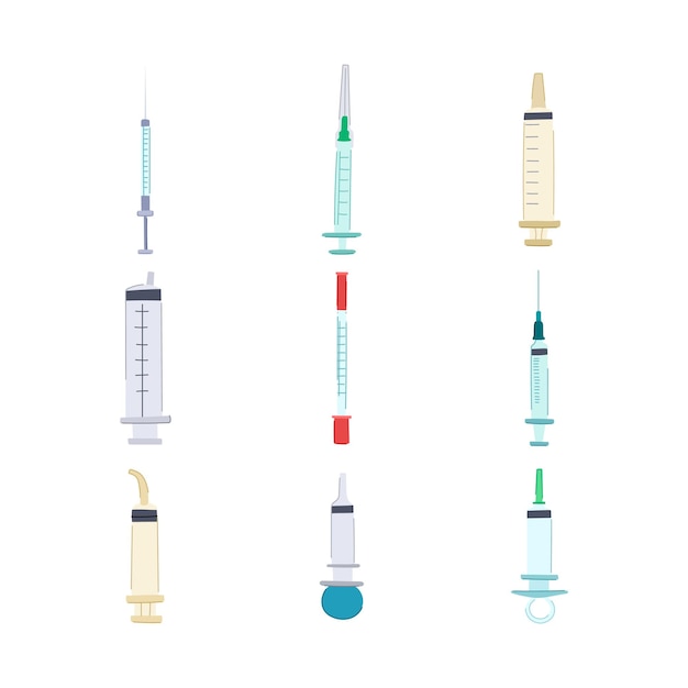 Set di siringhe illustrazione vettoriale a cartone animato