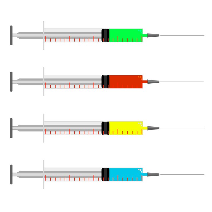 Syringe set of vector flat isolated on white background