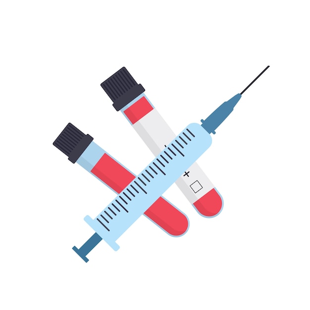 Syringe and test tubes with blood For analysis for various diseases HIV AIDS viruses