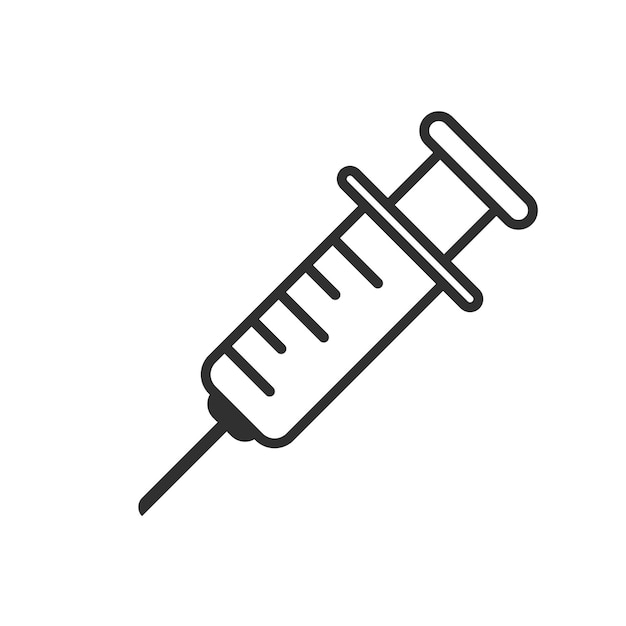 Шприц белый изолированный на заднем плане профессиональный идеальный вектор иконок пикселей символ вакцинации и лечения