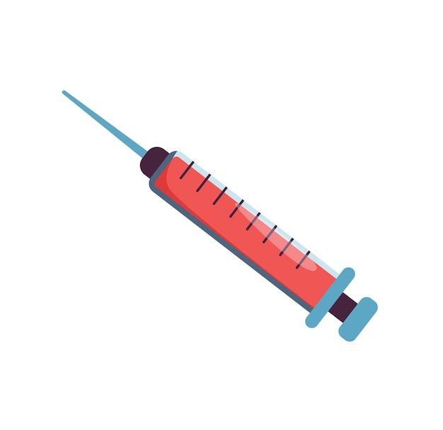 syringe with blood cartoon isolated