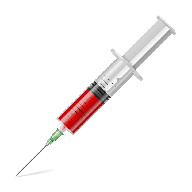 Syringe with blood