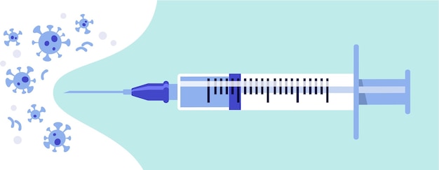 Syringe with Coronavirus Vaccine Flat Style