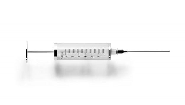syringe with hypodermic needle isolated