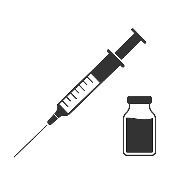 Vector syringe with needle and vaccination vial vaccine injection