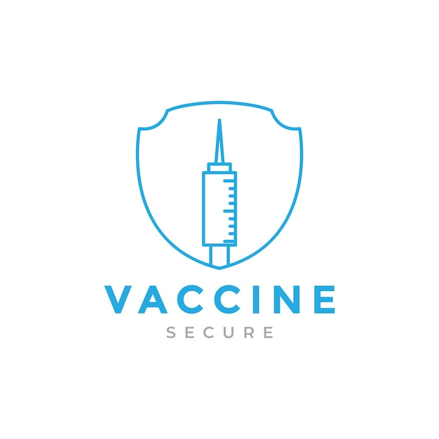 Vector syringe with shield line logo design vector graphic symbol icon illustration creative idea