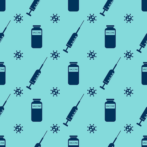 Vector syringe with vaccine pattern vector illustration