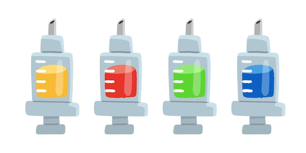 syringes with different color of medicine