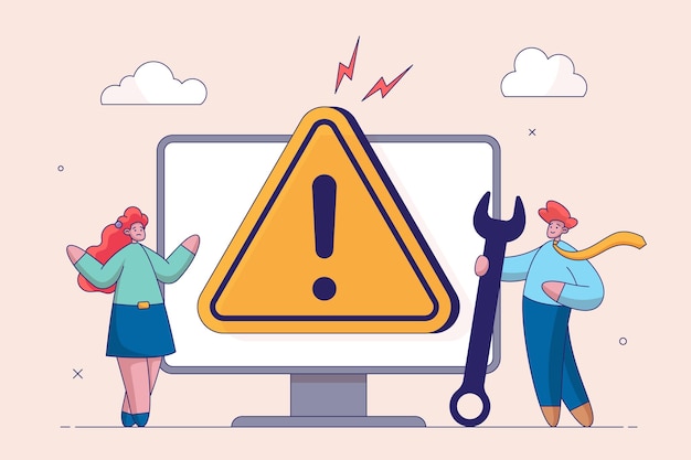 Systeemfoutconcept Softwareprobleem of systeemfout beveiligingswaarschuwing of hardwarefout moet worden opgelost