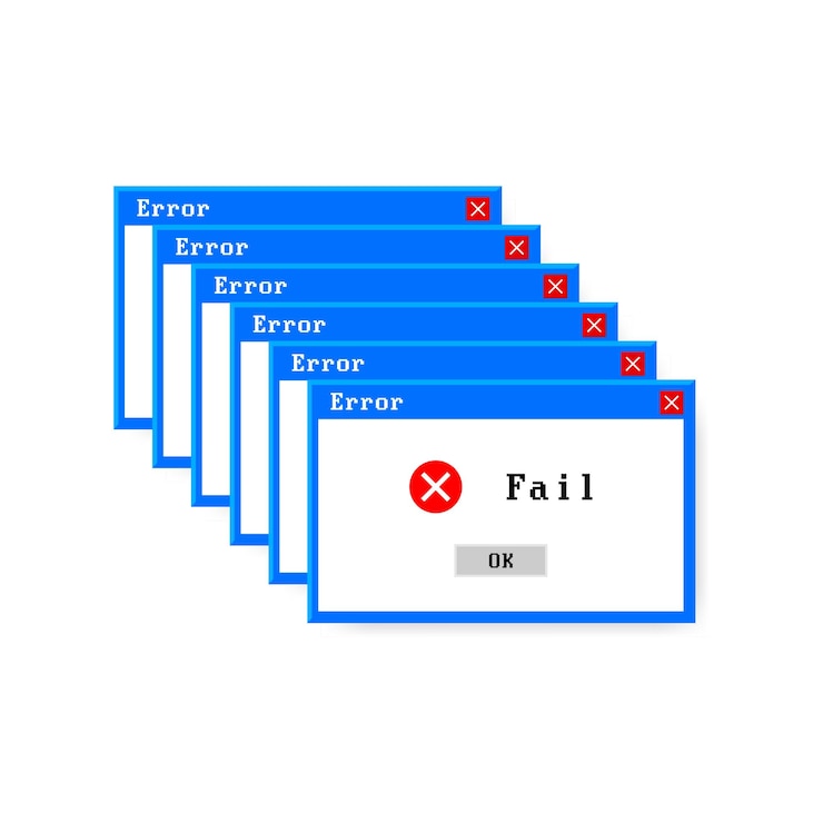 Vector system error vector icon failure pc interface error message computer window alert popup
