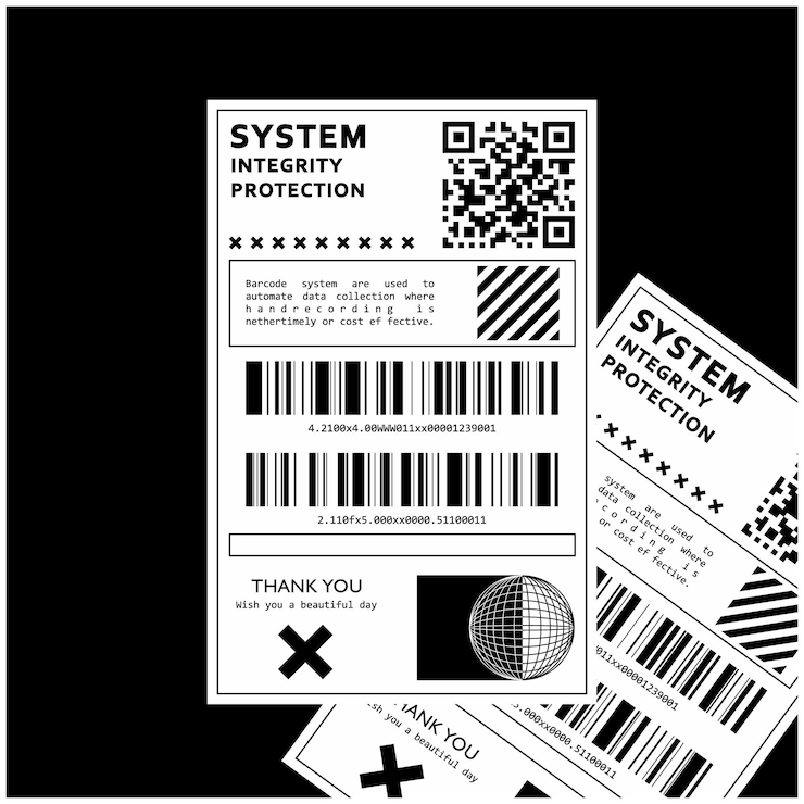 Vector system integrity protection business barcodes and qr codes vector illustration