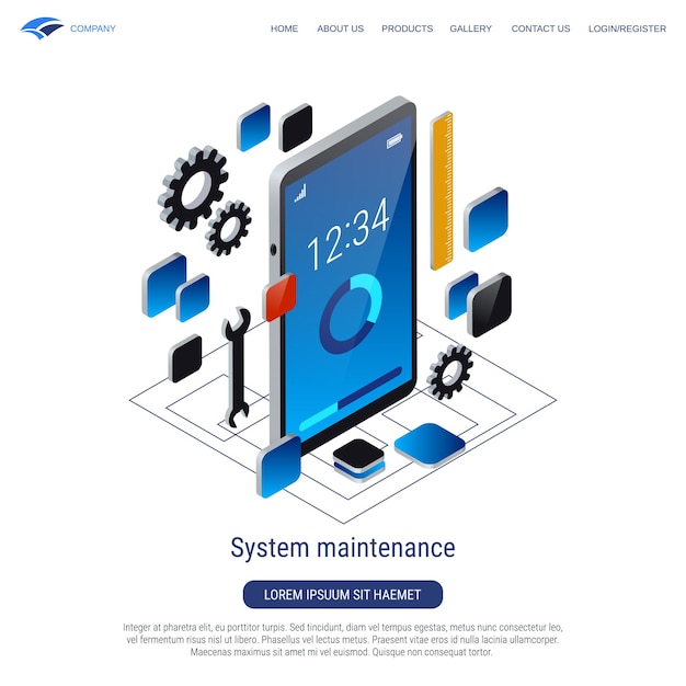 システム メンテナンス 3 d アイソ メトリック ベクトルの概念