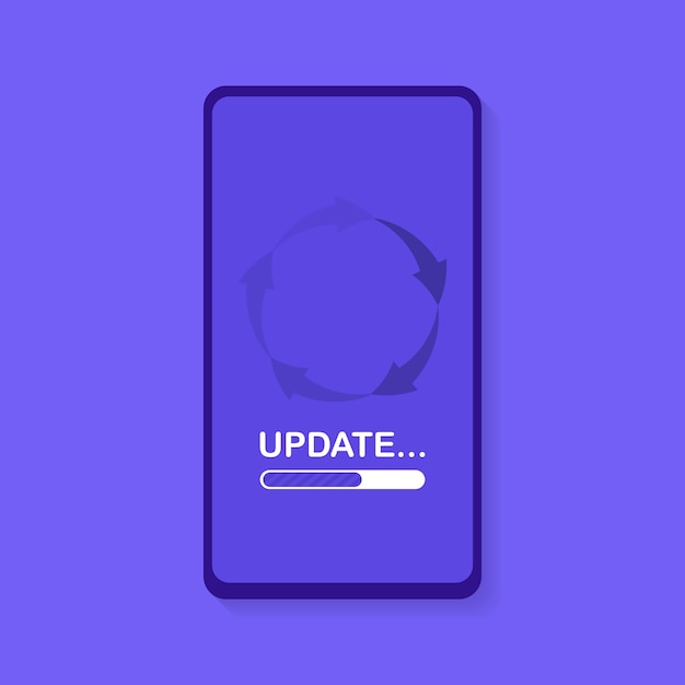 system software update and upgrade . loading process in smart phone screen. modern  illustration