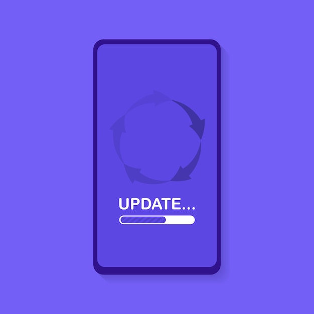 Vector system software update and upgrade . loading process in smart phone screen. modern  illustration