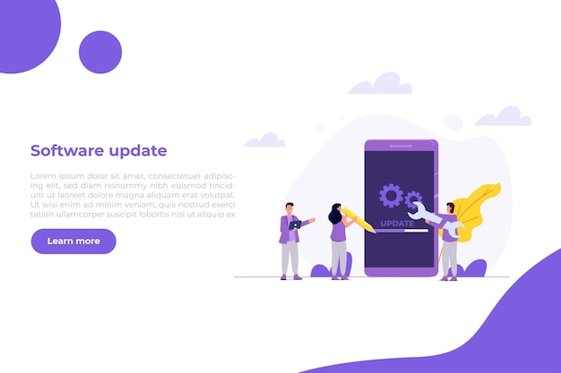 System update flat style concept Vector illustration can use for landing page templateweb mobile app poster banner