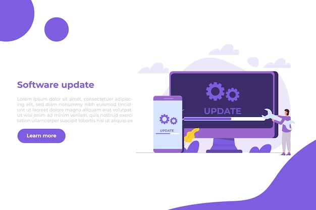 System update flat style concept Vector illustration can use for landing page templateweb mobile app poster banner