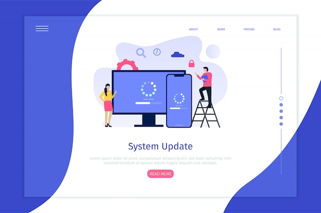 Vector system update vector illustration concept landing page