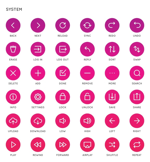 System user interface ui vector icon set high quality minimal lined icons for all purposes