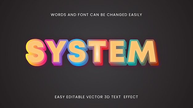 System Vector 3d text effect style