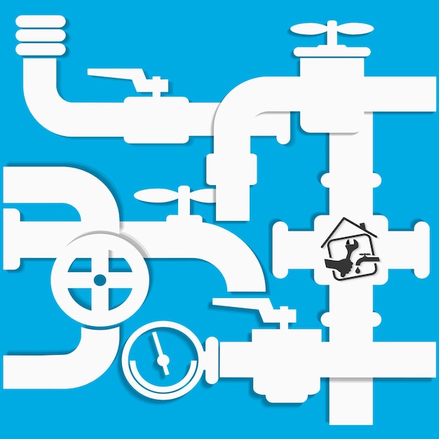 System of water pipes and knots Plumbing repair and service