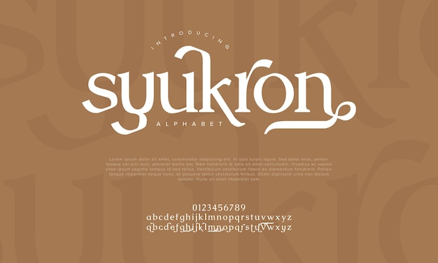 Vettore syukron premium lussuoso alfabeto arabo lettere e numeri elegante tipografia islamica ramadan