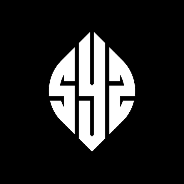 SYZ circle letter logo design with circle and ellipse shape SYZ ellipse letters with typographic style The three initials form a circle logo SYZ Circle Emblem Abstract Monogram Letter Mark Vector