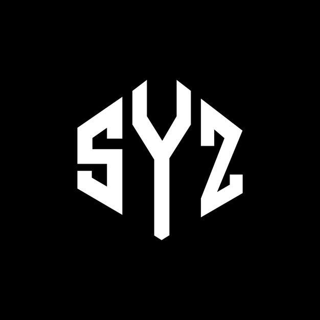 다각형 모양의 SYZ 글자 로고 디자인 (SYZ 다각형 및 큐브 모양 로고 디자인, SYZ 육각형 터 로고 템플릿, 색과 검은색, SYZ 모노그램 비즈니스 및 부동산 로고)