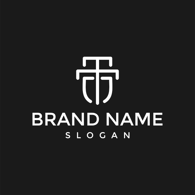 T brief met zwaard mes pictogram logo eerste logo pictogram vector in elegante eenvoudige stijl