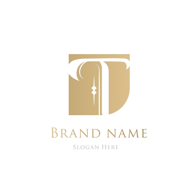 T Gouden luxe elegante logo