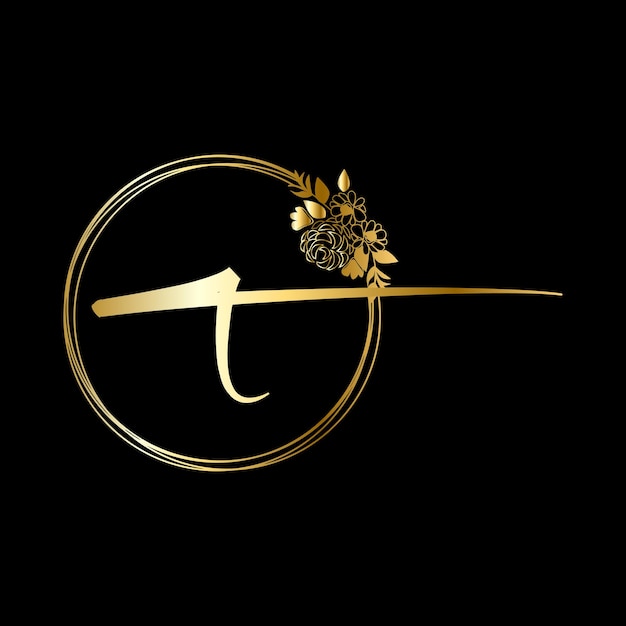 T initial logo Wedding  handwriting  logo vector template