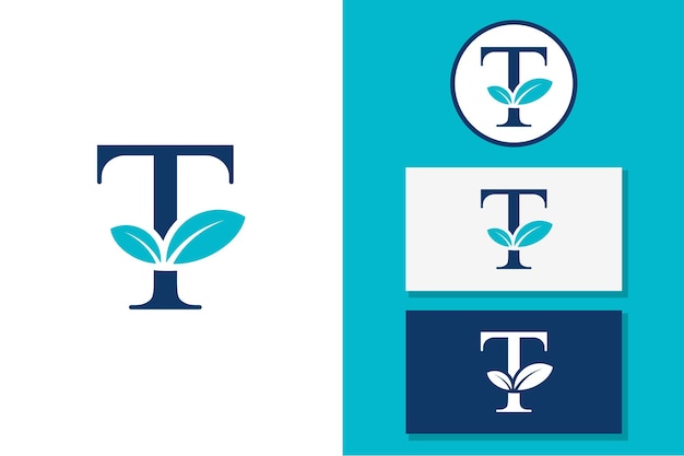 T Leaf Letter Logo Icon Design Vector