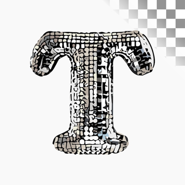 Vector t letter design stylish font disco ball alphabet