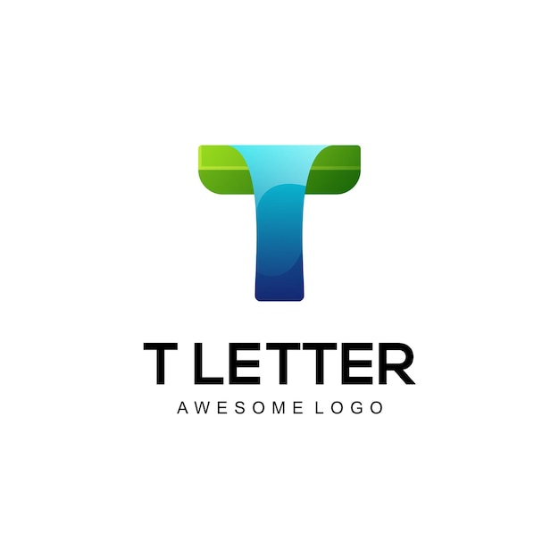 T letter gradient colorful logo template design
