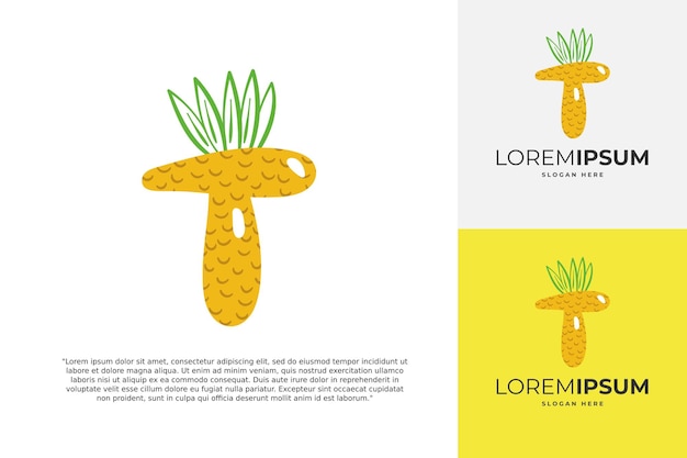 T letter logo gemaakt van ananas Fruit handgemaakte kalligrafie voor agrarische identiteit restaurant kaarten kids tshirt zomer prints etc