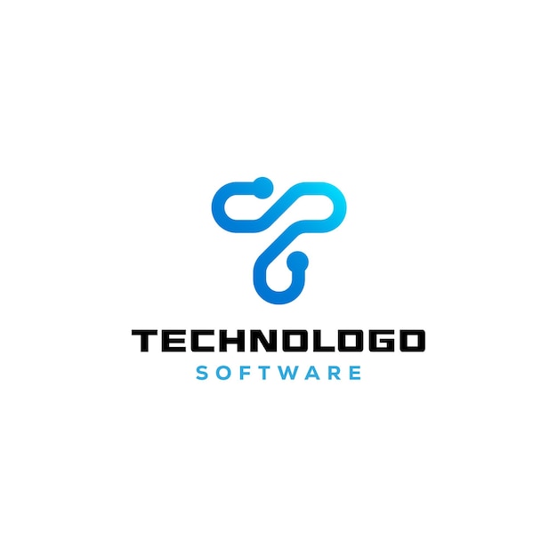 T logo logo for technology company connected logo gradient