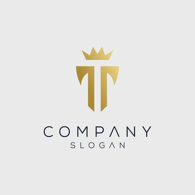 Vector t logo luxe gouden kleurgradatie ontwerpsjabloon