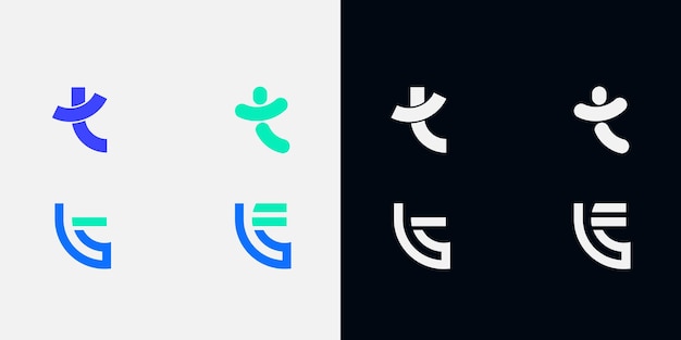 T logo vector flat design collection