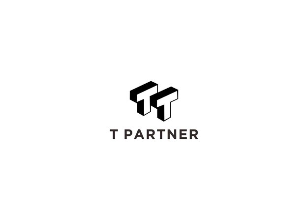 t partner logo design vector illustration