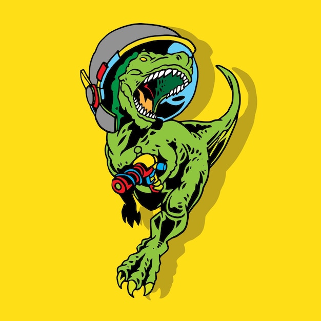 Vector t rex astronaut for logo and template