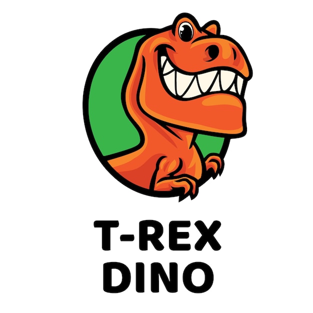 Logo della mascotte di t-rex dino