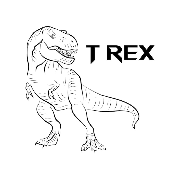 흰색 배경에 T Rex 공룡 그리기