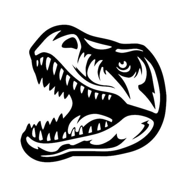 Vector t rex dinosaurus hoofd reptielen dier illustratie silhouet voor symbool of logo