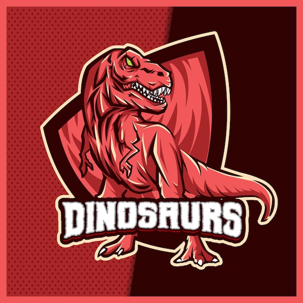 T-rex dinosaurussen mascotte esport logo ontwerp